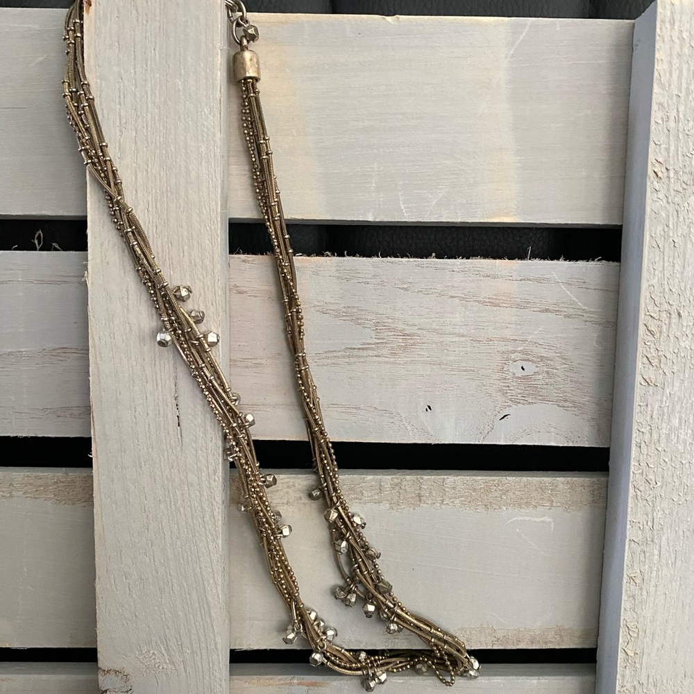 Multi Layered antiqued necklace silver metal beads